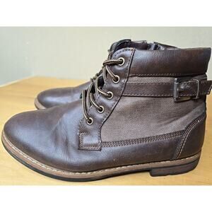 Steve Madden Youth Size 5 Womens 7 Zip/Lace up Brown Boots Side buckle Combat